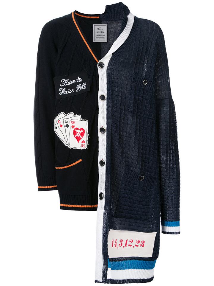 Maison Mihara Yasuhiro - Combined Knit Cardigan - Men - Cotton/acrylic - 50, Blue, Cotton/acrylic