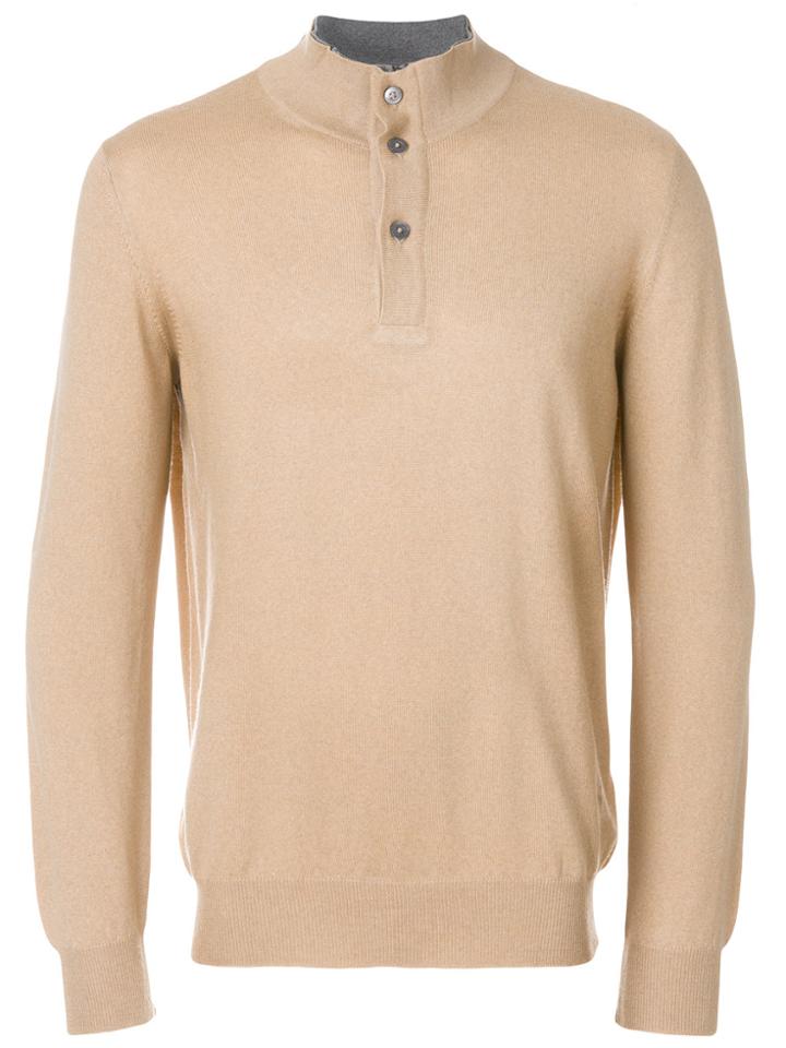 Fay Buttoned Neck Pullover - Nude & Neutrals