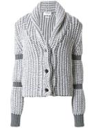 Thom Browne Bi-colored Chunky Shawl Collar Cardigan - Grey