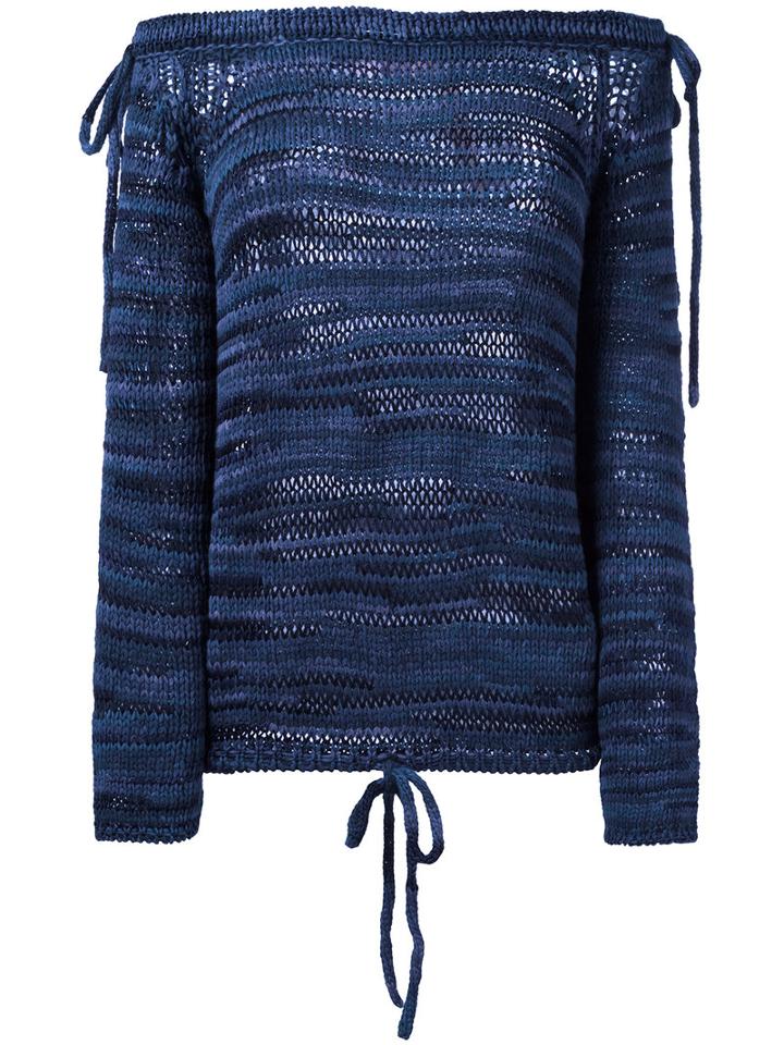 No21 Off Shoulder Pullover, Women's, Size: 42, Blue, Cotton/viscose