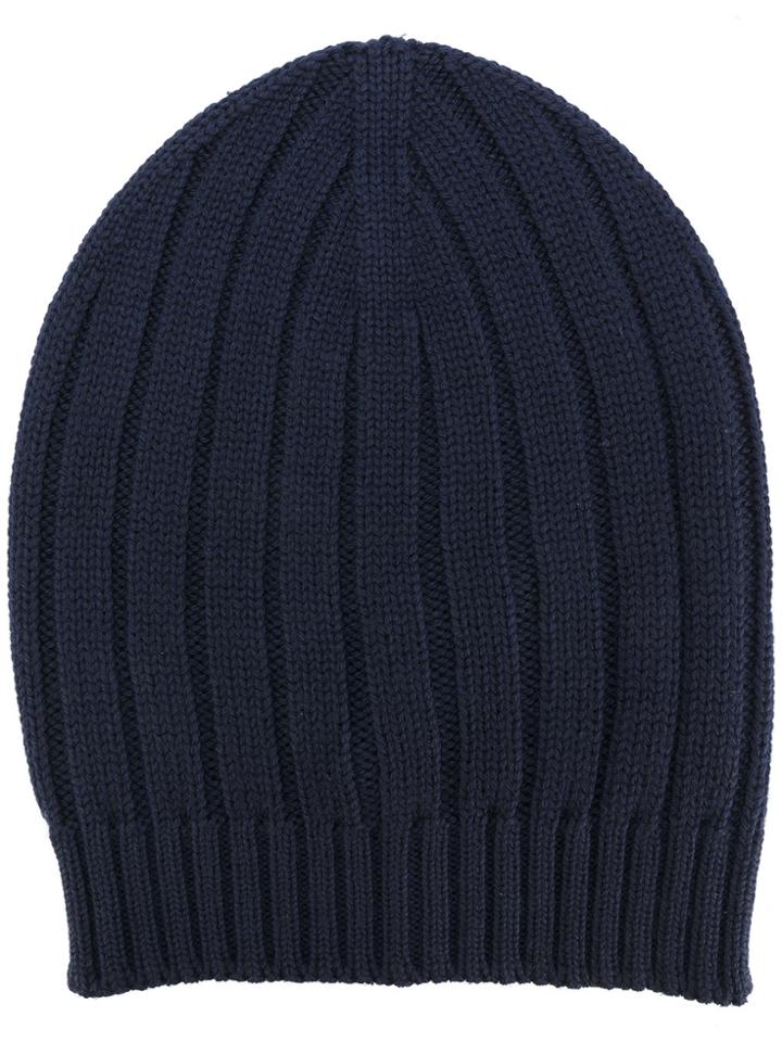 Eleventy Ribbed Detail Beanie - Blue