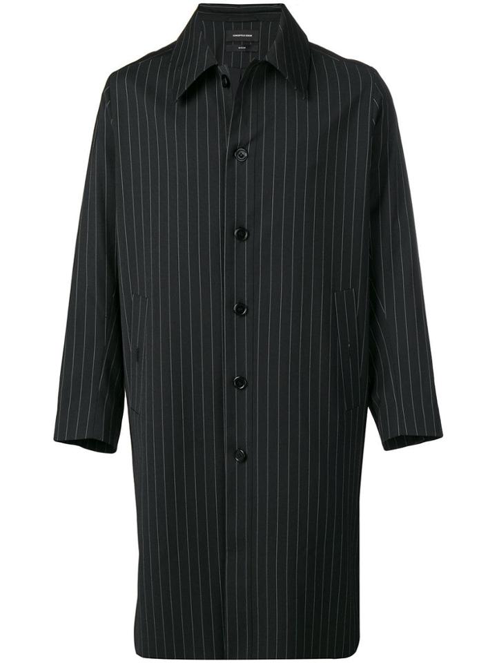 Odeur Pinstriped Single-breasted Coat - Black