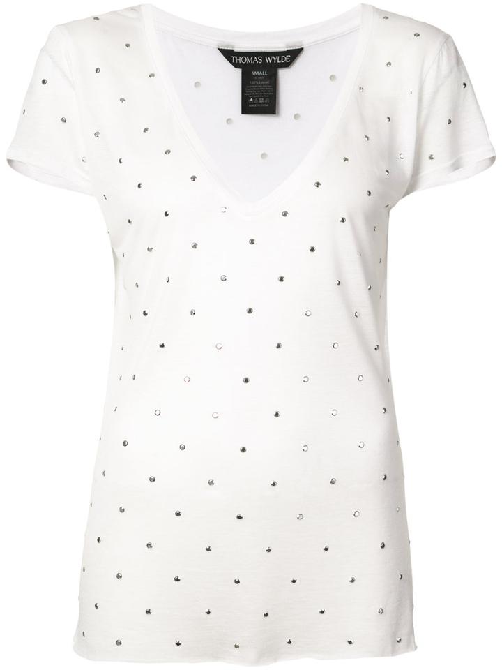 Thomas Wylde - Sweetgum V-neck T-shirt - Women - Lyocell - Xs, White, Lyocell
