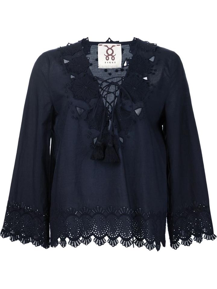 Figue Lunette Top, Women's, Size: Xxs, Blue, Silk