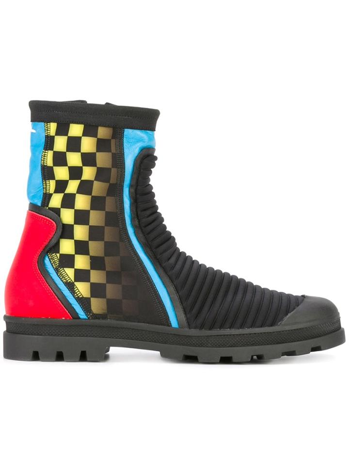 Maison Margiela Printed Ribbed Ankle Boots - Black