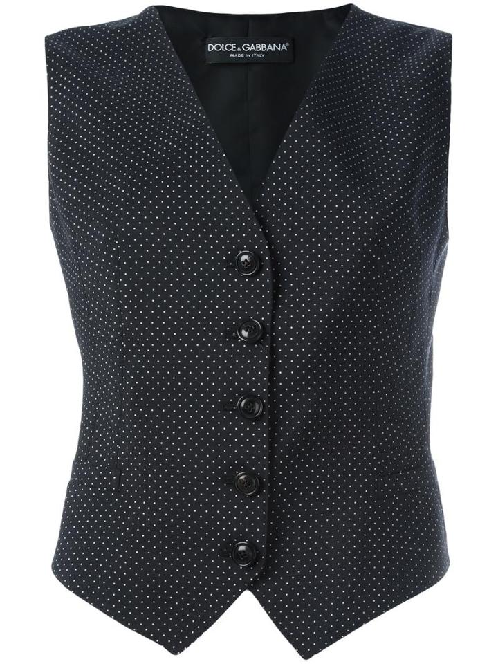 Dolce & Gabbana Polka Dot Waistcoat, Women's, Size: 42, Black, Virgin Wool/cupro