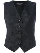 Dolce & Gabbana Polka Dot Waistcoat, Women's, Size: 42, Black, Virgin Wool/cupro