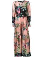 Black Coral Floral Long Dress - Pink