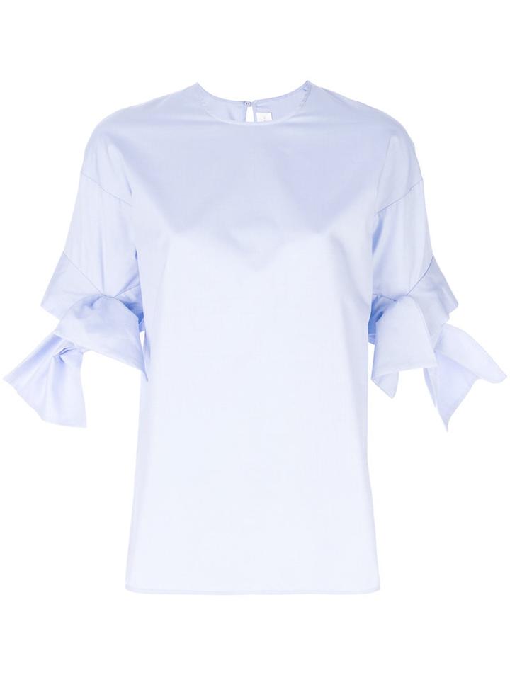 Victoria Victoria Beckham - Knotted Bow Blouse - Women - Cotton - 4, Blue, Cotton
