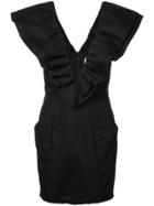 Fleur Du Mal Deep V Ruffle Dress - Black