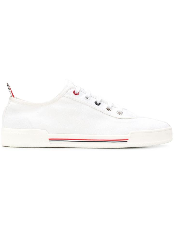 Thom Browne 4-bar Paper Label Canvas Trainer - White