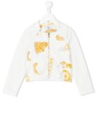 Young Versace Baroque Print Bomber Jacket, Girl's, Size: 8 Yrs, White