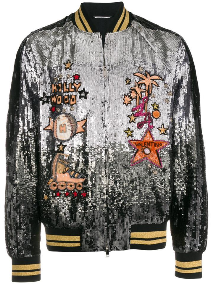 Valentino Sequined Bomber Jacket - Metallic