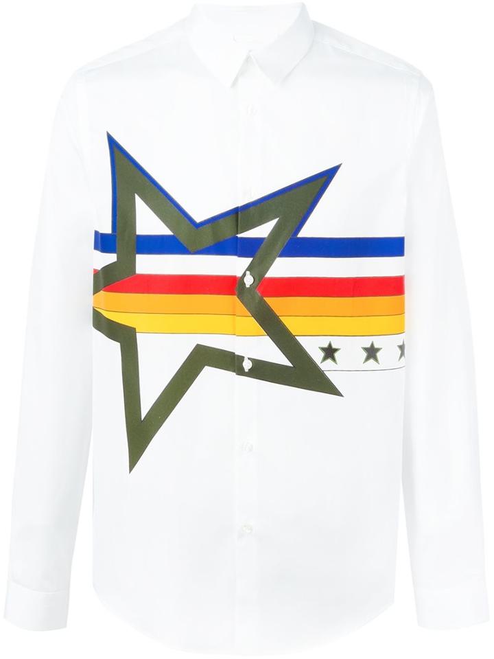 Iceberg Star Print Shirt, Men's, Size: Xl, White, Cotton