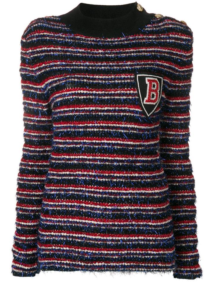 Balmain Striped Patterned Sweater - Blue