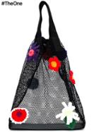 Christopher Kane Crochet Flower Mesh Shopper, Women's, Black, Cotton/leather