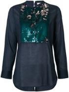 Figue Manuela Sequined-bib Shirt - Blue