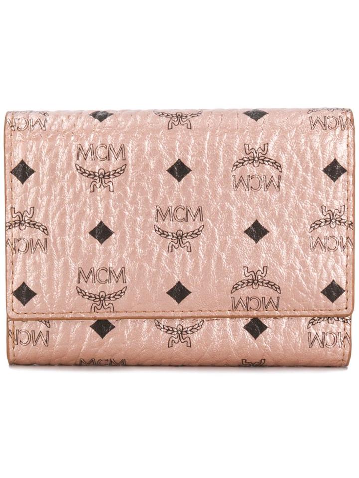 Mcm Logo Printed Wallet - Gold