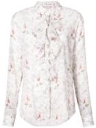 Saint Laurent Printed Ruffle Blouse - White