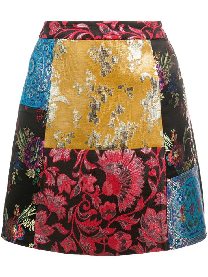 Alice+olivia Riley Patchwork Mini Skirt - Black