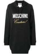 Moschino Logo Hooded Sweatshirt Dress - Black