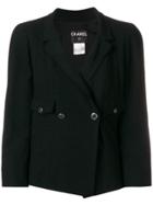 Chanel Vintage Frayed Double Breasted Jacket - Black