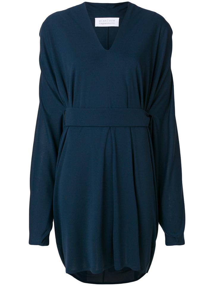 Gianluca Capannolo Cinched Waist V-neck Dress - Blue