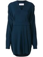 Gianluca Capannolo Cinched Waist V-neck Dress - Blue