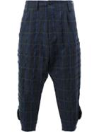 08sircus Cropped Plaid Trousers - Blue