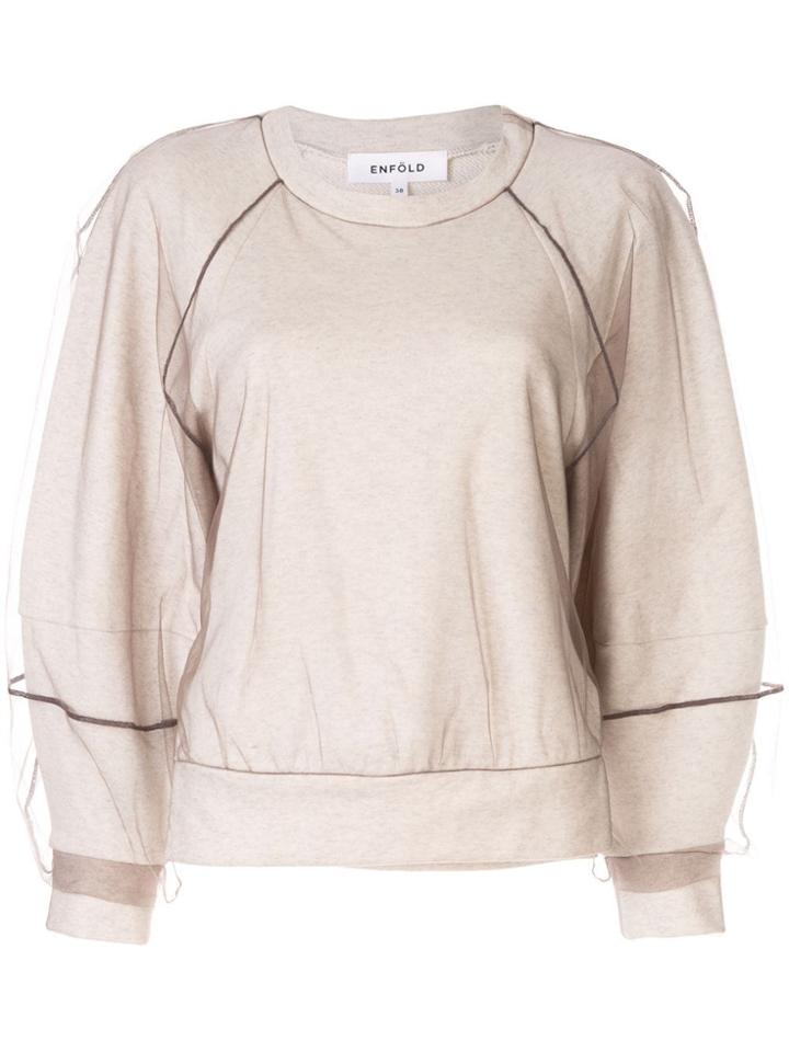 Enföld Tulle Overlay Sweatshirt - Black