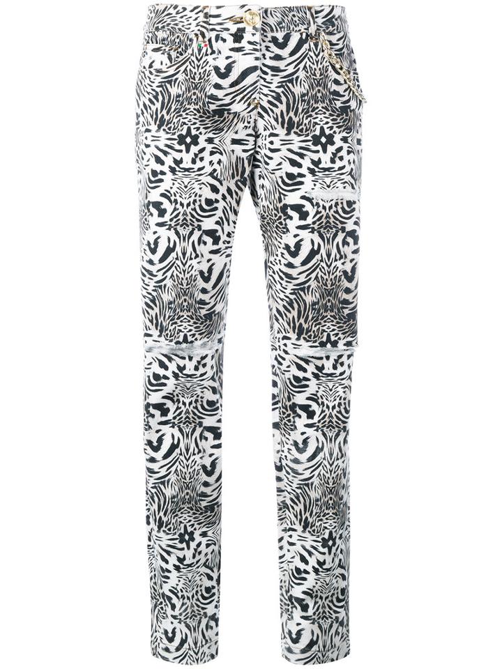 Philipp Plein - Straight Leg Leopard Print Jeans - Women - Cotton/polyester/spandex/elastane - 28, Nude/neutrals, Cotton/polyester/spandex/elastane