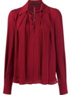 Plein Sud Lace-up Neck Blouse, Women's, Size: 40, Red, Silk
