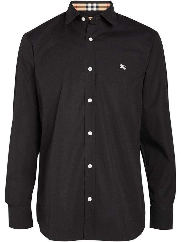 Burberry Contrast Button Stretch Cotton Shirt - Black