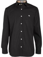Burberry Contrast Button Stretch Cotton Shirt - Black