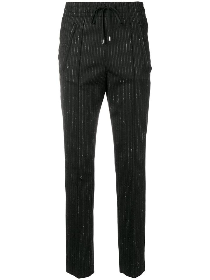 Dondup Pinstripe Elasticated Waist Trousers - Black