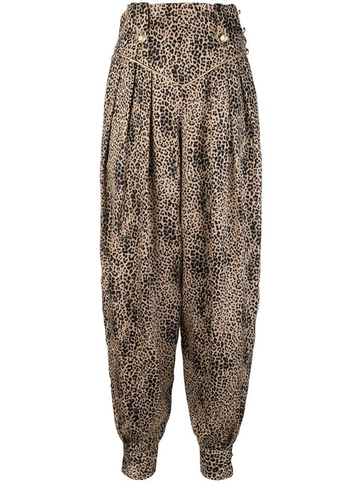 Alessandra Rich Leopard Print Harem Trousers - Nude & Neutrals
