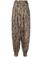 Alessandra Rich Leopard Print Harem Trousers - Nude & Neutrals