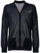 Roberto Collina Perforated Detail Cardigan, Men's, Size: 48, Black, Cotton