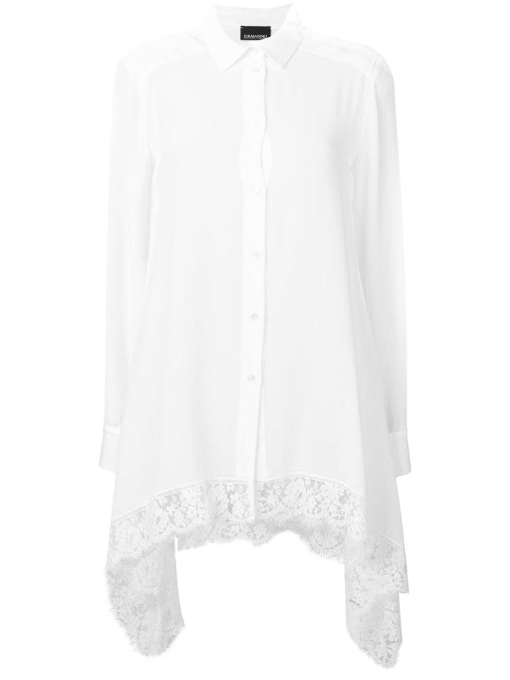 Ermanno Ermanno Floral Lace Hem Shirt - White