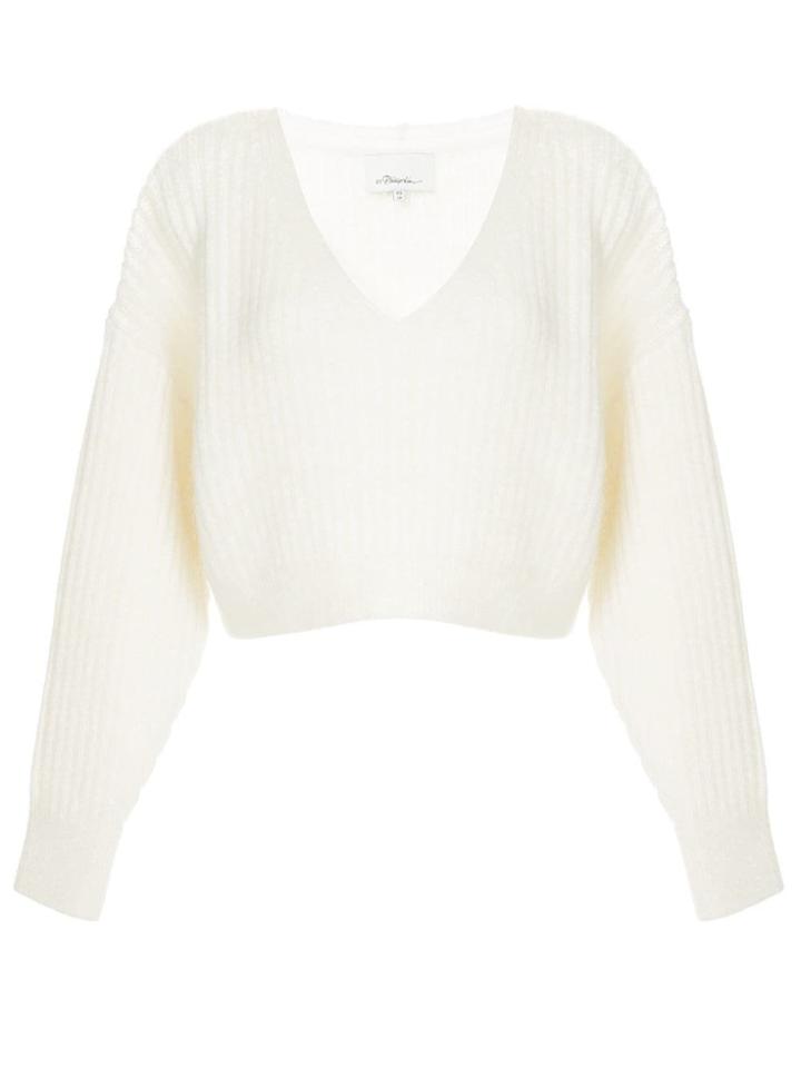 3.1 Phillip Lim Cropped V-neck Jumper - White