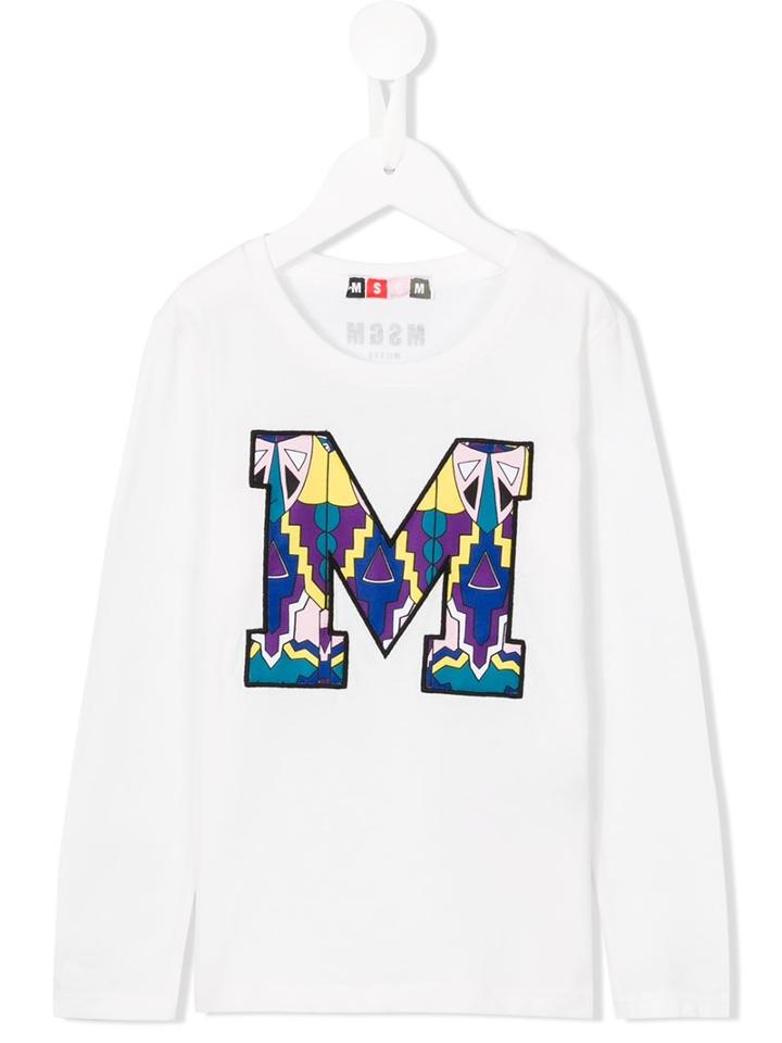 Msgm Kids M Print T-shirt, Girl's, Size: 12 Yrs, White