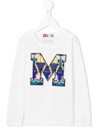 Msgm Kids M Print T-shirt, Girl's, Size: 12 Yrs, White