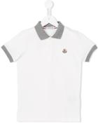 Moncler Kids Contrast Logo Polo Shirt, Boy's, Size: 10 Yrs, White