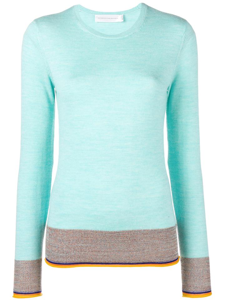 Victoria Victoria Beckham Fineknit Contrasting Trim Sweater - Blue