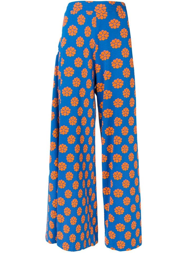 Mm6 Maison Margiela Wide Leg Floral Print Trousers - Blue