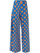 Mm6 Maison Margiela Wide Leg Floral Print Trousers - Blue
