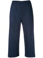 Pleats Please By Issey Miyake - Plissé Cropped Trousers - Women - Polyester - 1, Blue, Polyester