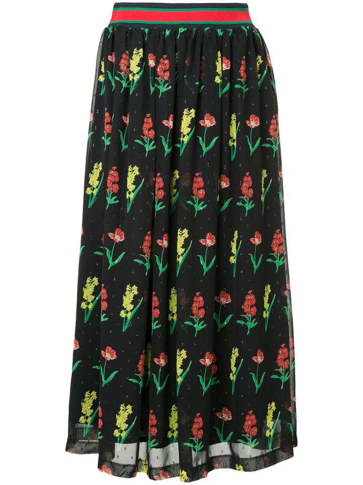 Muveil Floral Print Midi Skirt - Multicolour