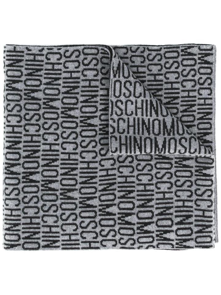 Moschino Logo Scarf, Men's, Grey, Wool