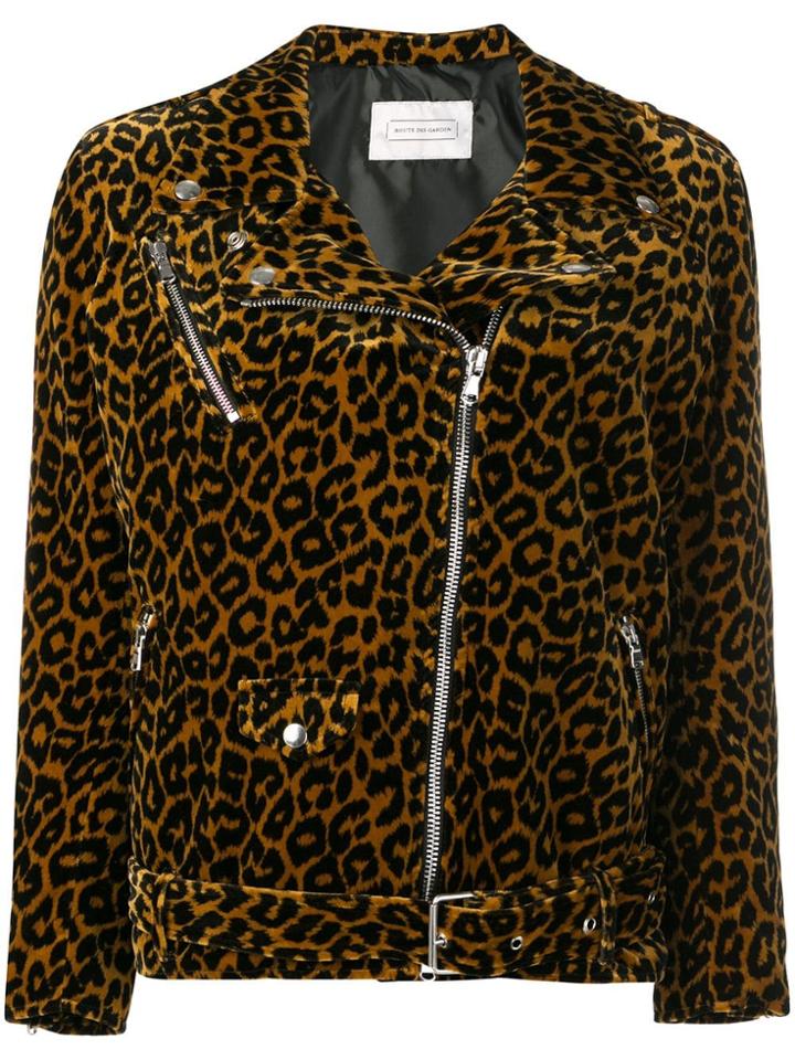 Route Des Garden Leopard Biker Jacket - Brown